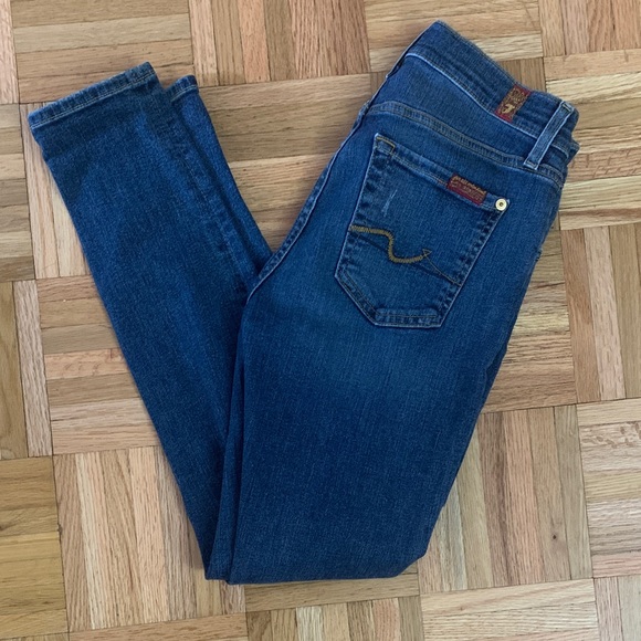 7 For All Mankind Denim - 7 For All Mankind Distressed Straight Leg Jean - Women’s Size 25 EUC